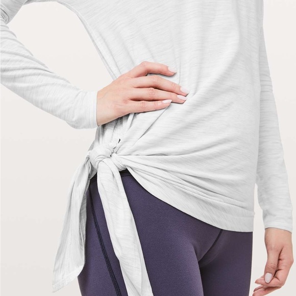 Lululemon To The Point Long Sleeve Colour Space Dye Ice Grey Alpine White - Picture 2 of 7